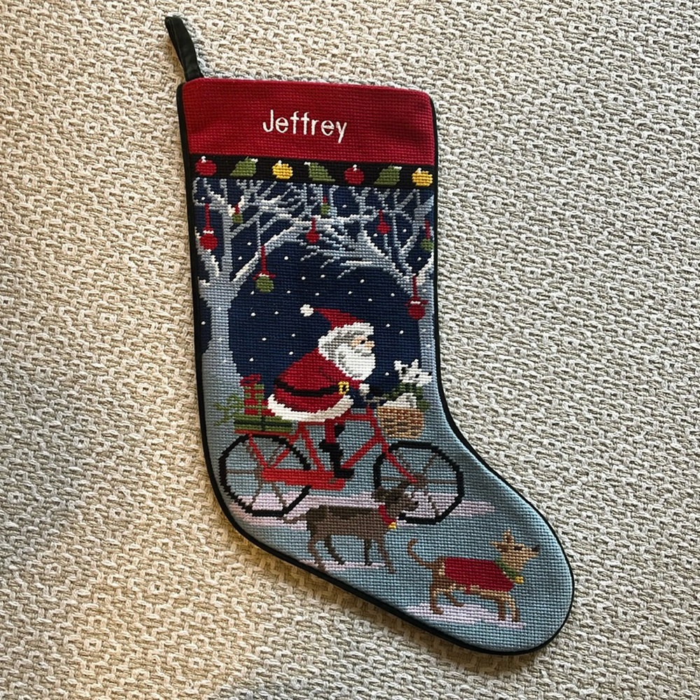 Lands End Needlepoint Christmas Stocking